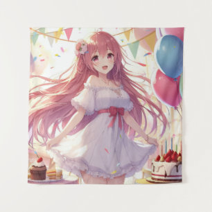 Tapete De Parede Aniversário de Menina de Anime