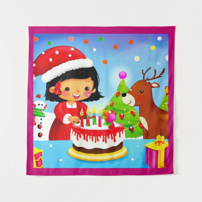 Tapete De Parede Aniversário de Natal 7 (Frente)