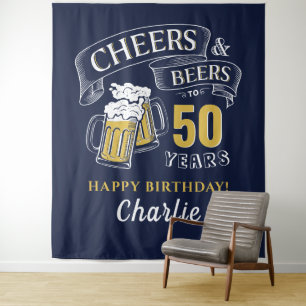 Tapete De Parede Aniversário de qualquer idade Navy Amarelo Cheers 