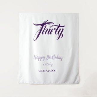 Tapete De Parede Aniversário de trinta 30º nome data estilo roxo pa