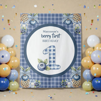 Tapete De Parede Aniversário de Um Ano do Pequeno Mirtilo Azul