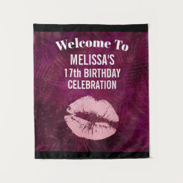 Tapete De Parede Aniversário Glamoroso dos Lábios de Lanterna Sexy 