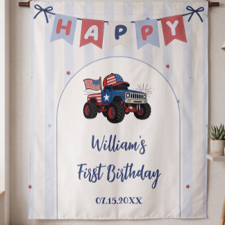 Tapete De Parede Aniversário Patriótico Vermelho Branco e Azul