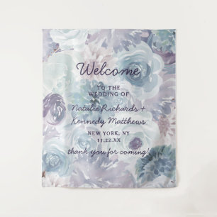 Tapete De Parede Annabelle Vintage Blue Floral Weding Welcome