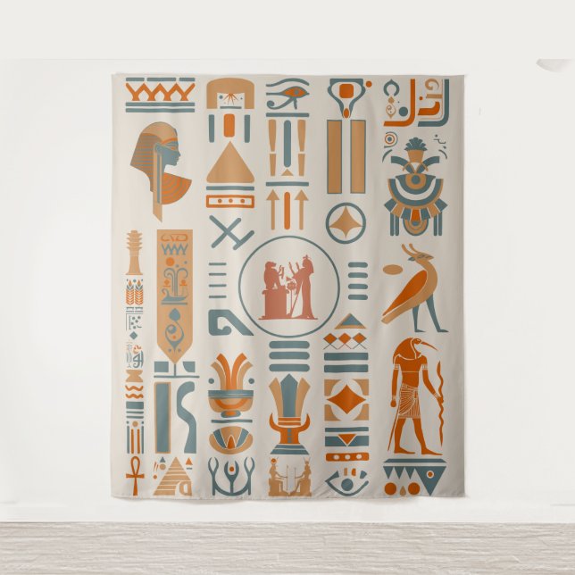 Tapete De Parede Antigos Hieróglifos Egípcios Tapestrais (Frente)