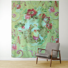 Tapete De Parede Antiquado estilo Toile Rococo Vitoriano Verde