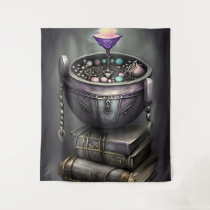 Tapete De Parede Antique Steampunk Cauldron   Pilha de Livros Ortog