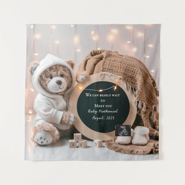 Tapete De Parede Anúncio de gravidez digital neutra simples (Frente)