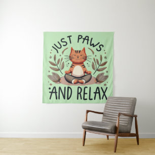 Tapete De Parede Apenas patas e Gato de ioga relaxado