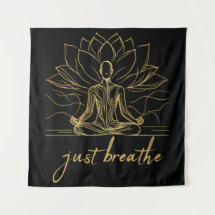 Tapete De Parede Apenas Respire - Ouro Zen Meditation Art