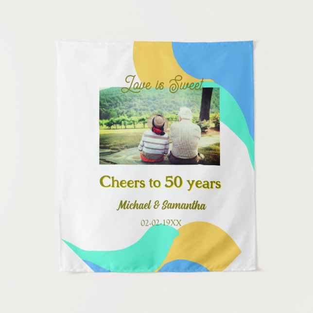 Tapete De Parede aplausos para 50 anos o amor é doce retrô (Frente)