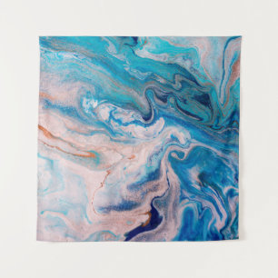 Tapete De Parede Aproximação do mármore branco e azul-abstrato