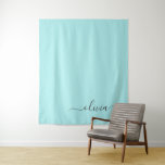 Tapete De Parede Aqua Blue Teal Modern Script Girly Monographic Nam<br><div class="desc">Nome do Monograma Simples do Teal Azul Aqua e Tapeçaria. Isto faz o doce e perfeito aniversário de 16 anos,  casamento,  chá de panela,  aniversário,  chá de fraldas ou festa de solteira presente para alguém que ama luxo de luxo e estilos quíticos.</div>
