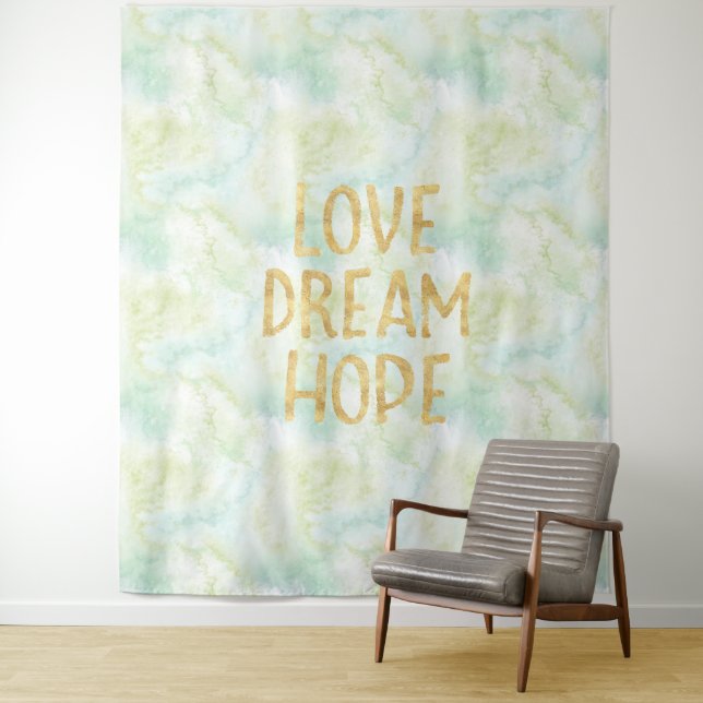 Tapete De Parede Aqua Dourada Love Dream Hope (In Situ)