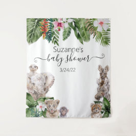 Tapete De Parede Aquarela Animais da Selva Tropical Bebê Safari Toq