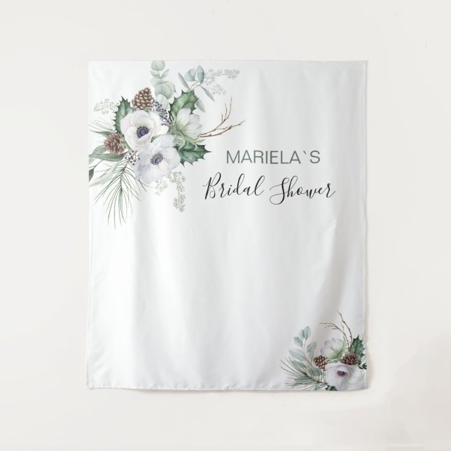 Tapete De Parede Aquarela Elegante Inverno Anêmonas Flores Brida (Frente)