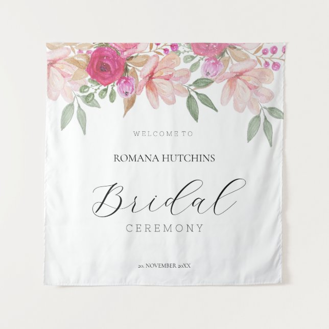 Tapete De Parede Aquarela Floral Elegante Pintada à Mão (Frente)