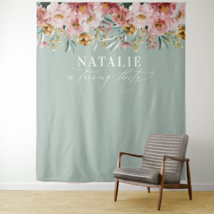 Tapete De Parede Aquarela floral feminino para 30º aniversário tape