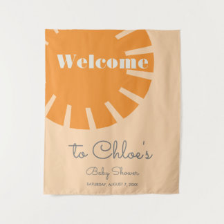 Tapete De Parede Aqui vem o Chá de fraldas retrô do Sol