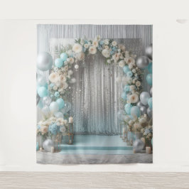 Tapete De Parede Arca Floral bonito do Balão Teal Prendendo