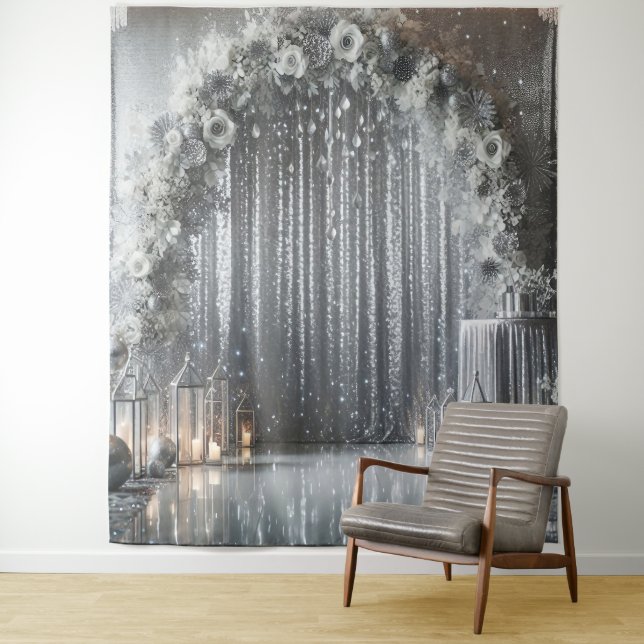 Tapete De Parede Arca Floral de Prata bonito (In Situ)