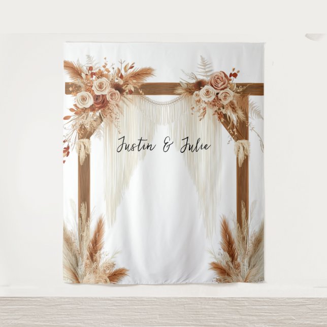 Tapete De Parede Arca Rustic Romance Pampas - Fundo de Casamento (Frente)