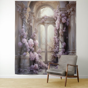 Tapete De Parede Arch Romântico de Rosas Rosa