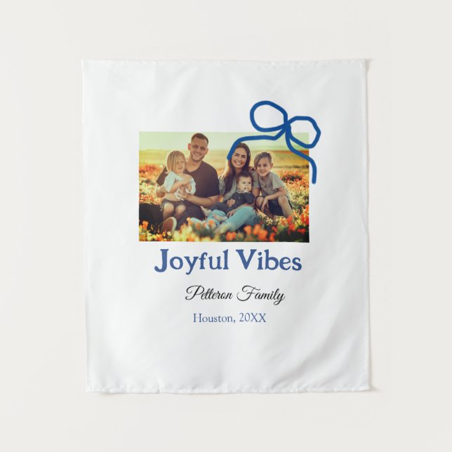 Tapete De Parede Arco azul alegre Vibes adiciona o nome da família  (Frente)