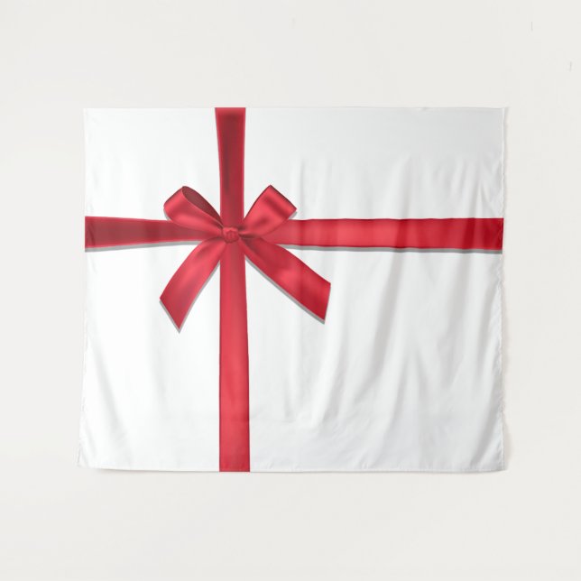 Tapete De Parede Arco de Fita de Cetim Vermelho para Festa de Natal (Frente (Horizontal))