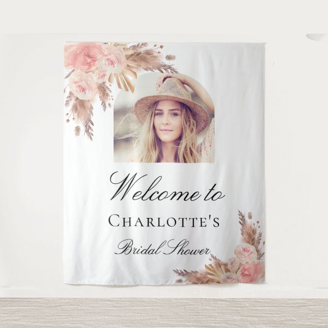 Tapete De Parede Arco de grama de pampas rosa para chá de panela de (Frente)