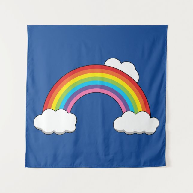Tapete De Parede Arco-íris com Nuvens Brancas (Frente)