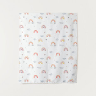 Tapete De Parede Arco-Íris e Nuvens Cute Boho