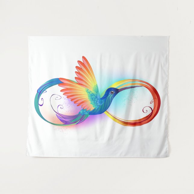 Tapete De Parede Arco-íris Hummingbird com símbolo Infinito (Frente (Horizontal))