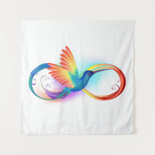 Tapete De Parede Arco-íris Hummingbird com símbolo Infinito