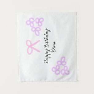 Tapete De Parede Arco rosa floral roxo pastel feliz aniversário