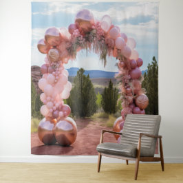 Tapete De Parede Arco Suspenso de Balões Rosa Pastel Bonito