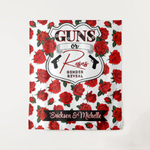 Tapete De Parede Armas ou Rosas Revelação de Gênero do Bebê com Cra
