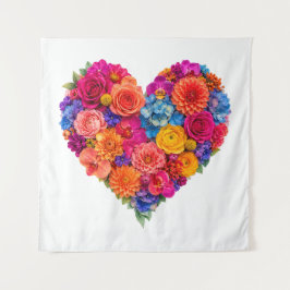 Tapete De Parede Arranjo de Coração Floral Vibrante de Arte Bonita