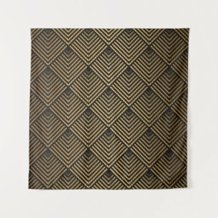 Tapete De Parede Art Deco Pattern. Serralheiro preto sem costura e