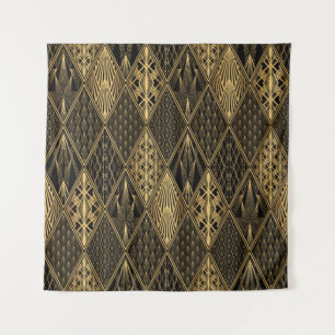 Tapete De Parede Art Deco Pattern. Serralheiro preto sem costura e