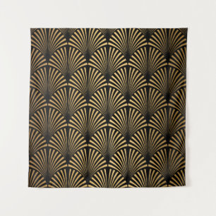 Tapete De Parede Art Deco Pattern. Serralheiro preto sem costura e