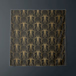 Tapete De Parede Art Deco Pattern. Serralheiro preto sem costura e<br><div class="desc">Art Deco Pattern. Fundo preto e ouro sem costura. Conchas metálicas ou escamas para revestimento de rendas. Design geométrica minimalista. Linhas de safra. Motivos dos anos 1920-30. Ilustração da safra do luxo</div>