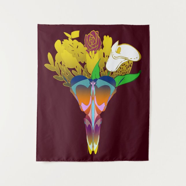 Tapete De Parede Art Deco Vase with Golden Flowers (Frente)