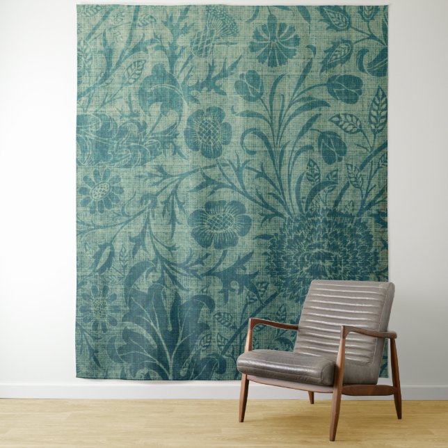 Tapete De Parede art Nouveau,teal,estilo William Morris, floral,chi (In Situ)