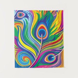 Tapete De Parede Arte Abstrata de Penas de Pavão