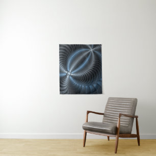 Tapete De Parede Arte abstrata moderna fractal 3D cinza azul plásti