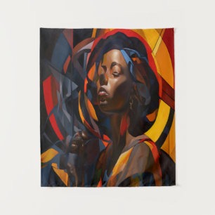 Tapete De Parede Arte Abstrato de Retrato Afrocêntrica Vibrante