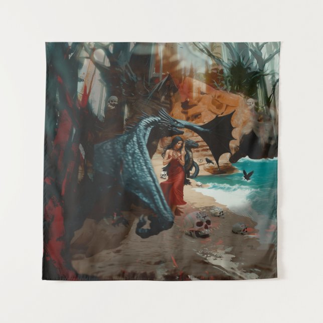 Tapete De Parede Arte AI Escura Oculta Escura Oculta abstrato Drago (Frente)