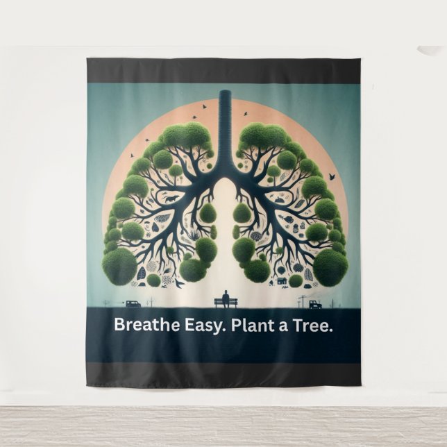 Tapete De Parede Arte Ambiental dos Pulmões Verdes Simbólicos (Frente)