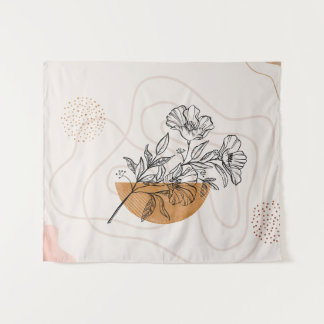Tapete De Parede Arte Botânica Abstrata – Arte Minimalista de Linha